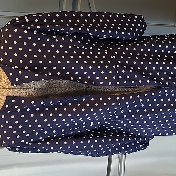 NWT navy and white polka dot maxi dress with long zipper in back - Picture 3 of 11
